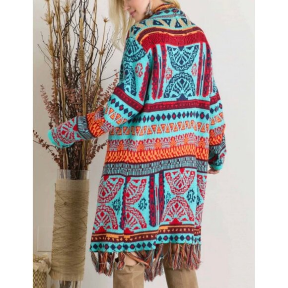 Boho Fringe Cardigan Sweater - Picture 1 of 12